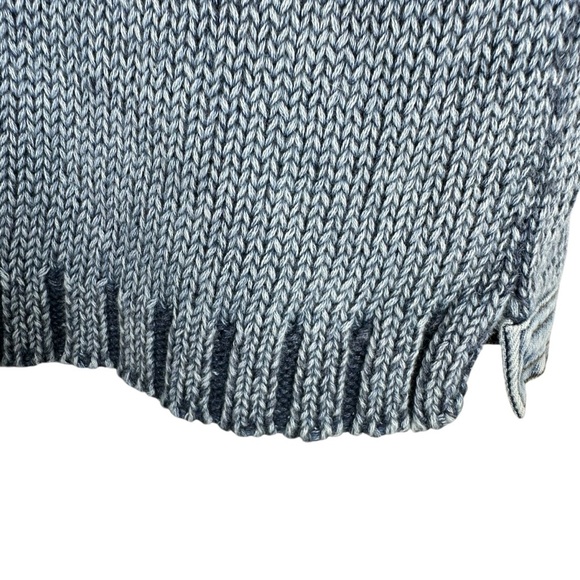 VINTAGE PBJ BLUES Size Large Washed Blue Button Down V-Neck Vest Cable Knit - Picture 6 of 8